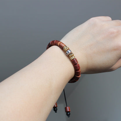 Buddhist Handcrafted Nature Sandalwood Bracelet for "Charisma" (made with Om Mani Padme Hum Amulet)