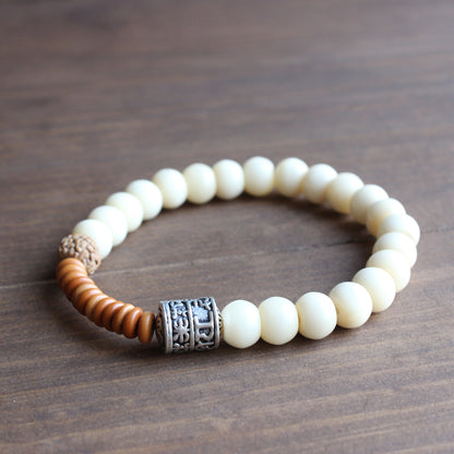 Buddhist Handcrafted Nature Sandalwood Tradition Bracelet (Tagua Nut)