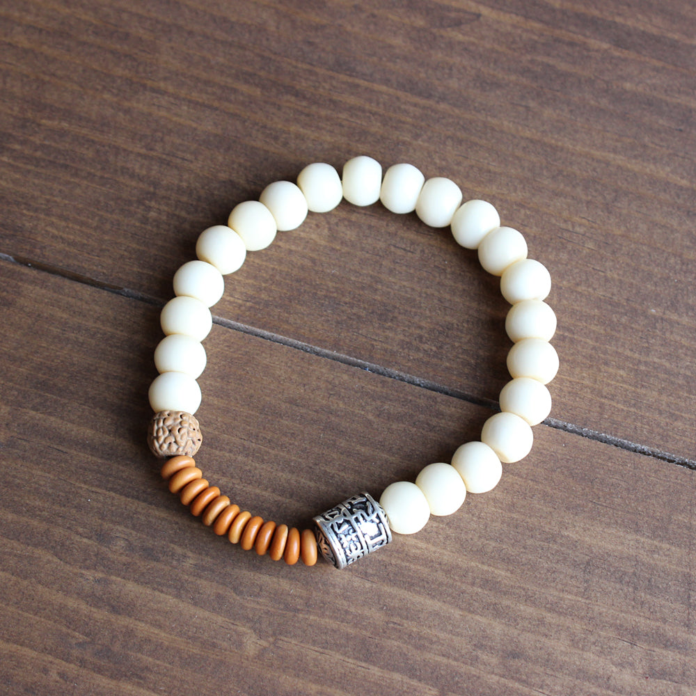 Buddhist Handcrafted Nature Sandalwood Tradition Bracelet (Tagua Nut)