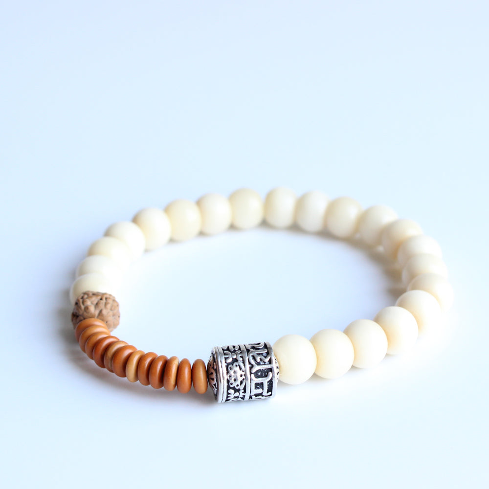 Buddhist Handcrafted Nature Sandalwood Tradition Bracelet (Tagua Nut)