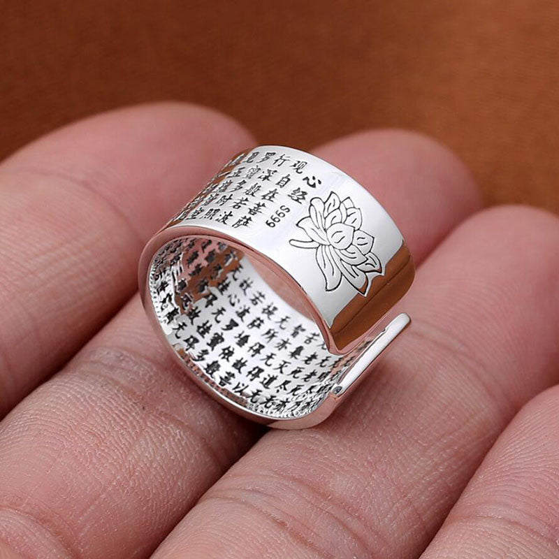 Lotus Ring of Compassion, Courage, and Wisdom (Silver)