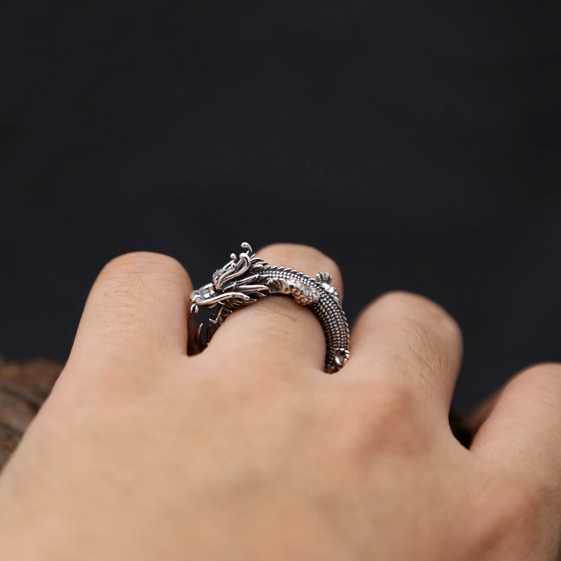 Powerful Dragon Ring for Positive Energy (Silver)