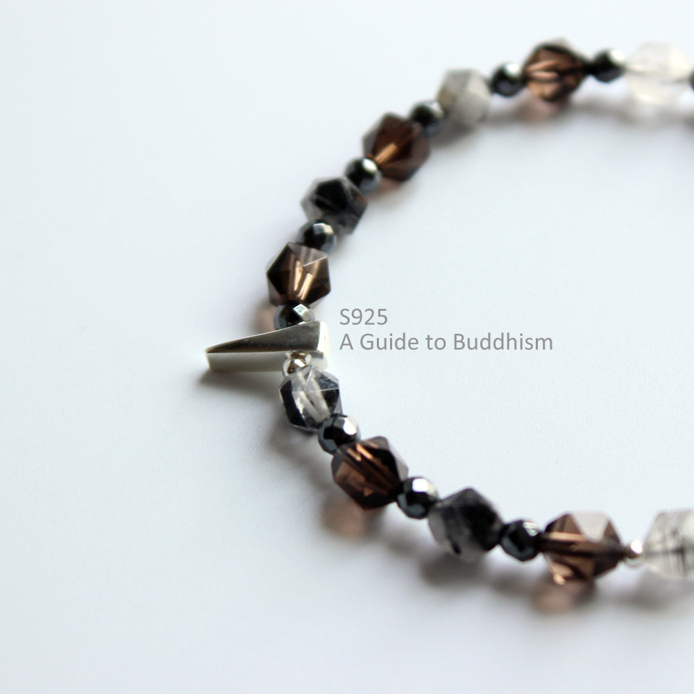Buddhist Handcrafted Nature Sandalwood Confidence & Soothing Bracelet (Smoky Crystals & Tourmaline)