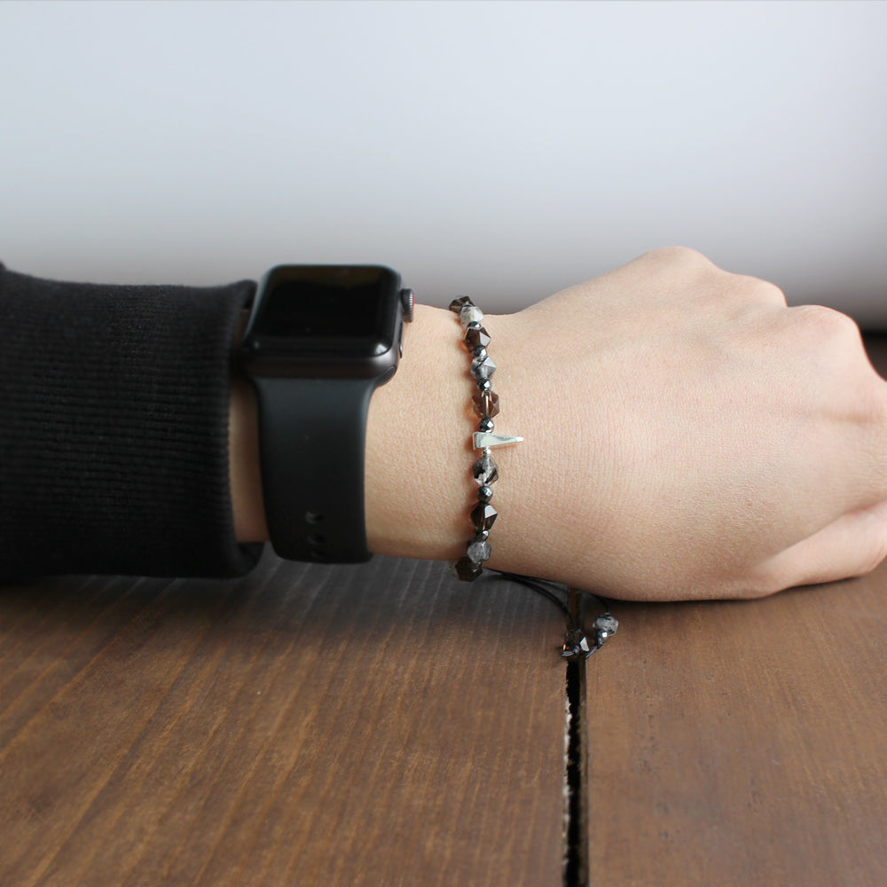 Buddhist Handcrafted Nature Sandalwood Confidence & Soothing Bracelet (Smoky Crystals & Tourmaline)