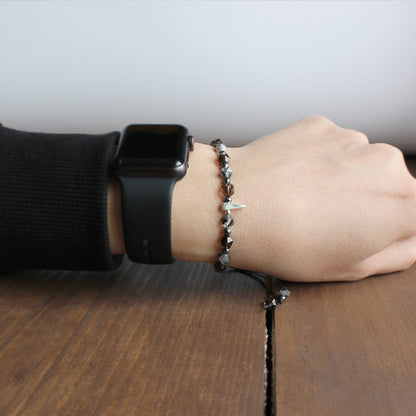 Buddhist Handcrafted Nature Sandalwood Confidence & Soothing Bracelet (Smoky Crystals & Tourmaline)