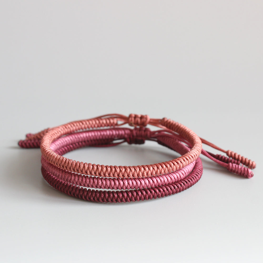 Handmade Tibetan Blessed Knots for "Best Friends" (Coral Pink)