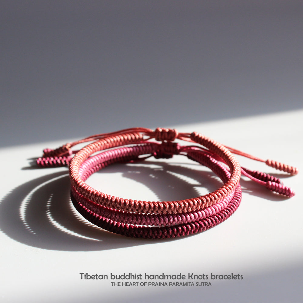 Handmade Tibetan Blessed Knots for "Best Friends" (Coral Pink)