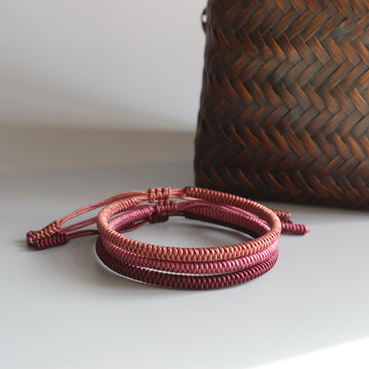 Handmade Tibetan Blessed Knots for "Best Friends" (Coral Pink)