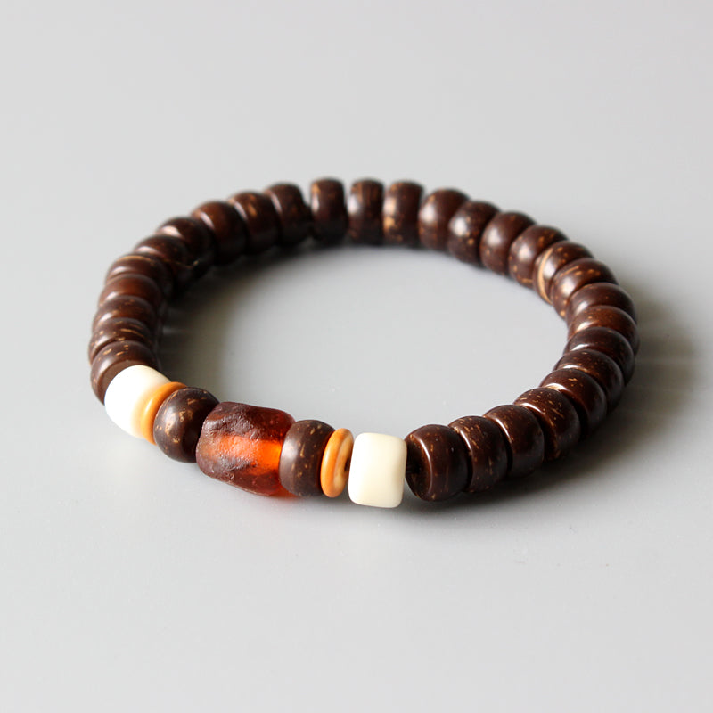 Buddhist Handcrafted Nature Sandalwood Bracelet for "Empathetic" (Coco Nut Shell)