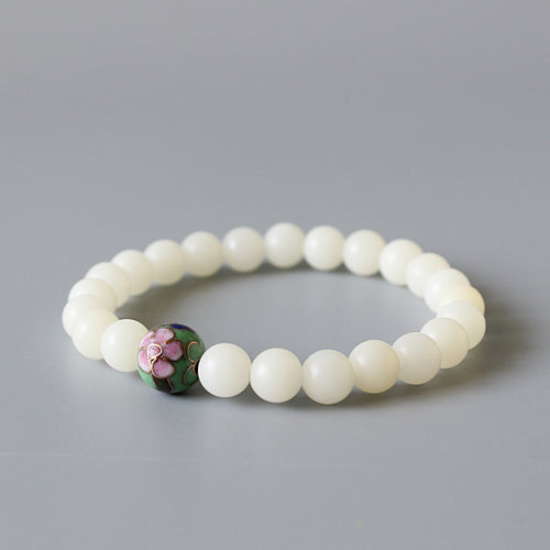 Buddhist Handcrafted Nature Sandalwood White Awakening Bracelet (Bodhi Beads)