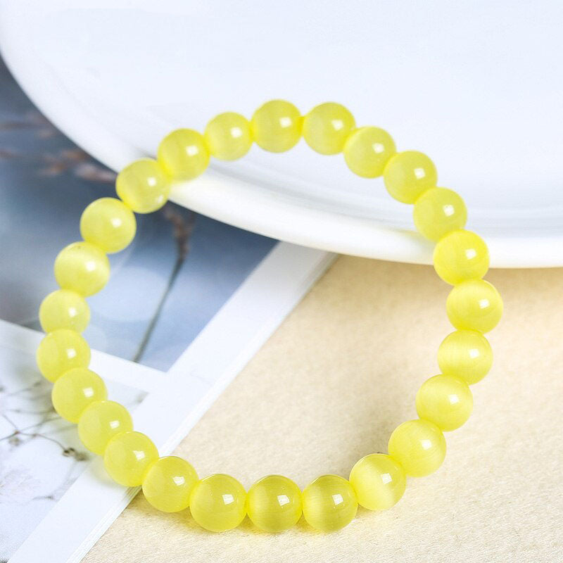 Natural Crystal Gemstone ~ Cat's Eye Stones & Pure Opal Moonstone Bracelet ~ for "Inner Strength and Stability"