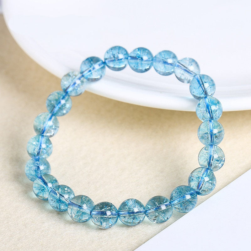 Natural Crystal Gemstone ~ Rainbow Popcorn Stones w/ Crackle Quartz Bracelet ~ for "Healing, Alignment and Balance"