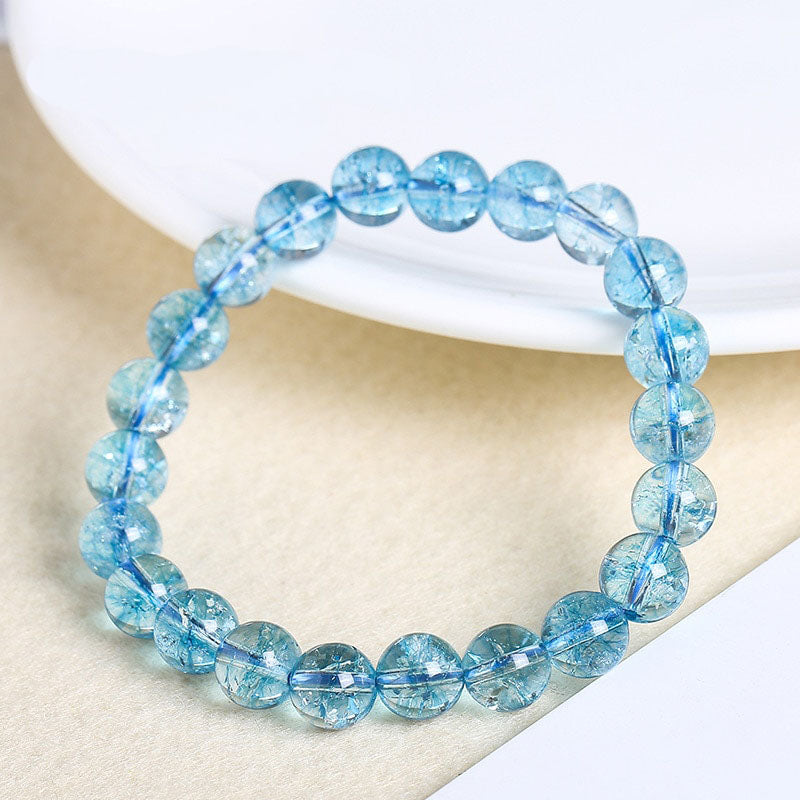 Natural Crystal Gemstone ~ Rainbow Popcorn Stones w/ Crackle Quartz Bracelet ~ for "Healing, Alignment and Balance"