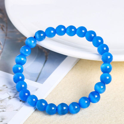 Natural Crystal Gemstone ~ Cat's Eye Stones & Pure Opal Moonstone Bracelet ~ for "Inner Strength and Stability"