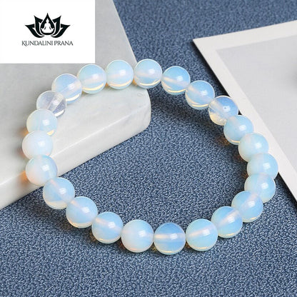 Natural Crystal Gemstone ~ Cat's Eye Stones & Pure Opal Moonstone Bracelet ~ for "Inner Strength and Stability"