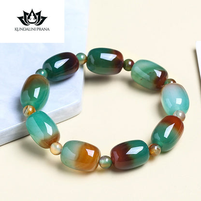 Natural Crystal Gemstone ~ Green Peacock Ore & Agates Bracelet ~ for "Happiness and Acceptance"