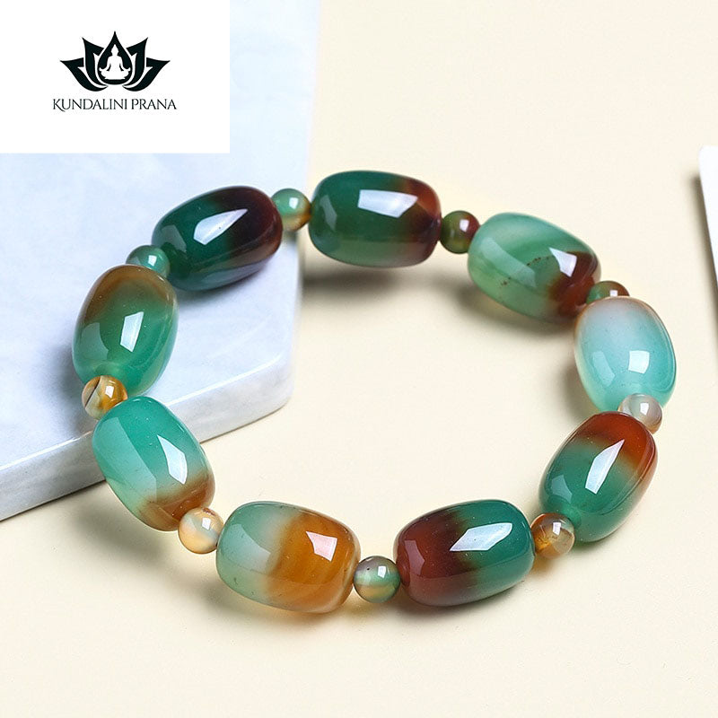 Natural Crystal Gemstone ~ Green Peacock Ore & Agates Bracelet ~ for 