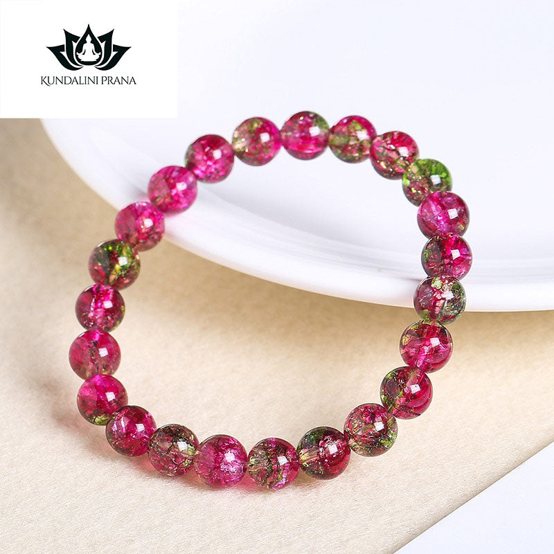 Natural Crystal Gemstone ~ Rainbow Popcorn Stones w/ Crackle Quartz Bracelet ~ for "Healing, Alignment and Balance"